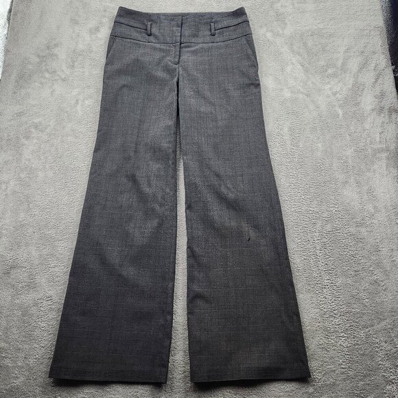 Smart Set Womens Pants Size 8 Reg Wide Leg Flaw Pockets High Waist Grey Check - Picture 1 of 15